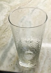 Vintage Style Libbey Crisa Clear Dimpled, Pinched Grip Glass Beer Tumbler 18oz