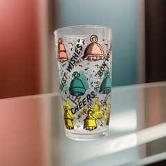 VTG Mid Century Pastel Celebratory Bell Cocktail Glasses Barware MCM Set Of 3