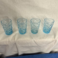 Bryce El Rancho Cerulean Blue Juice Glasses Set of 4 MCM 50-60’s Textured Rare!
