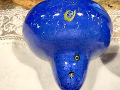 2 Large Hand Blown Blue Margarita Glasses Millefiore Murano Style 20 oz Capacity
