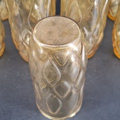 9 Vtg MCM Anchor Hocking Madrid Honey Gold Tumbler Drinking Glasses 5″ 13 oz
