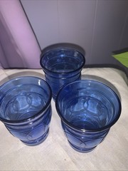 Maryland Glass Co. RING O RINGS Cobalt Blue Flat Juice Tumbler Set Of 5