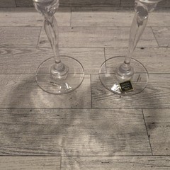 Set of 2 Oneida Crystal Chateau Gold 8″ Tall Wine Glasses Retired Twisted Stem