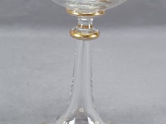 Antique Josephinenhutte White Enamel Raised Gold & Platinum Hock Wine Roemer