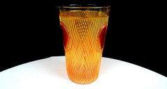 Jain Carnival Glass India Marigold Four Suits Vintage 4 5/8″ Tumbler 1935
