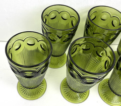 8 ~ VTG Bartlett Collins St Genevieve Green Goblets Manhattan Glasses Bullseye