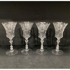 Vintage Rare Heisey Orchid Crystal Goblet Wine Etched Glass (1940-1957) 8.5″