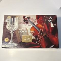 Cristal d’Arques Longchamp Gold Crystal Wine Glasses Set of 4, 5.75oz, France