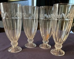 Set Of 4 Godinger Olympia Clear Cut Crystal Ice Tea Glasses. Beautiful !