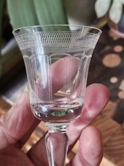 2 Antique Art Deco Style Circa Early Century Hand Cut Etched Glass 4.25″ Sherry