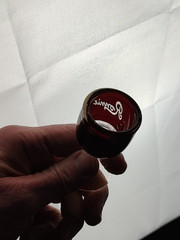 Ruby Red Flash Glass Souvenir Stem Cordial Mini Goblet Liqueur «Ronnie 1950» VTG
