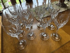Set of 9 Gorham Crystal DIAMOND Wine Glasses Excellent