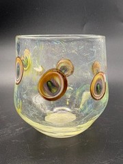 Italian Murrine Art Glass Tumbler Hand Blown Millefiori Juice Glass