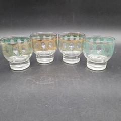 Lot 4 Culver Piza Antiqua Gold Cocktail Punch Bowl glasses Hollywood Regency