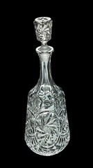 Vintage Bohemian Czech Cut Crystal 13” Decanter w/ Wine Glasses Pinwheel Mint