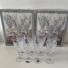 16 Set Shannon Crystal by Godinger Dublin Pattern Wine Water Goblet Glasses 8″