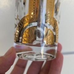 Mid Century HTF Fred Press White Trojan Highball Glass 22k Signed