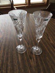 JG Durand Cristal Vincennes Cut Crystal Champagne Flutes Pair 6.25oz France NWT