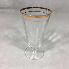 Gold Rimmed Clear Glass Lot of 6 Wine Glasses & Goblets Iced Tea 6-5/8″ Ribbed