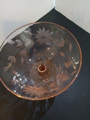 Lancaster Pink Jubilee 11 Petal 4 3/4″ Stemware Paneled Depression glass RARE