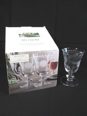 BILTMORE Terrace Collection 4 Piece Etched Crystal Wine Goblet Set 10oz Glasses