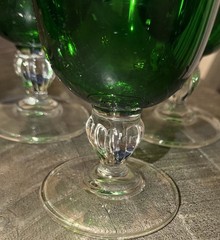 Set of 5 Vintage Cristal D’Arques Durand Of France Emerald Green Goblets