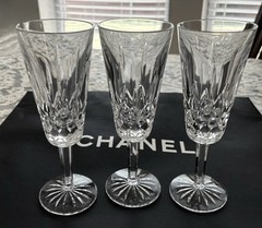 Waterford Lismore Champagne Flute 4-5 oz, 7 1/4″ Tall Exc Condition Set Of 3