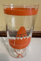 Orange Sombrero Mexican Juice Glass Vintage 4.75” Nice