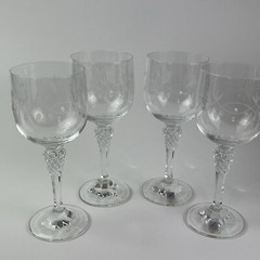 Cristallerie Zwiesel Wine Goblet Grapes On Stem Etched Design Germany Set Of 4