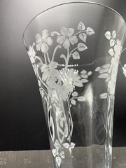 Rose Iced Tea Glasses Etched Flowers Vintage Set of 2