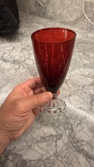 Vintage Anchor Hocking Berwick Boopie Ruby Red Wine Juice Goblet Glass Bubble Fo