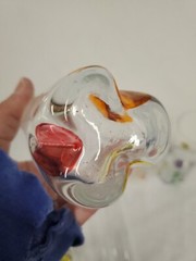 France Crystal Tumblers (5) Colored Projection Kaleidoscope Base 6 3/4″