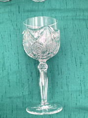 SET(4) VTG Kobe Crystal Diamond Cut 7 oz Wine Goblets W.Germany 6.75″H