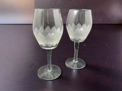 Vintage Toscany Crystal Wine Glasses, Hand-Blown Frosted Etched Leaf Pattern