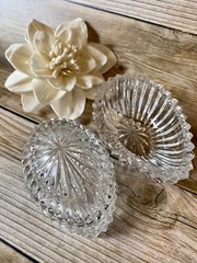 Gorham Chantilly Vintage Crystal Egg Treasure Trinket Box With Lid, Lead Cry