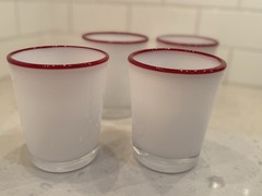 Villeroy & Boch hand blown, cased glass tumblers with red rim- Set Of 4