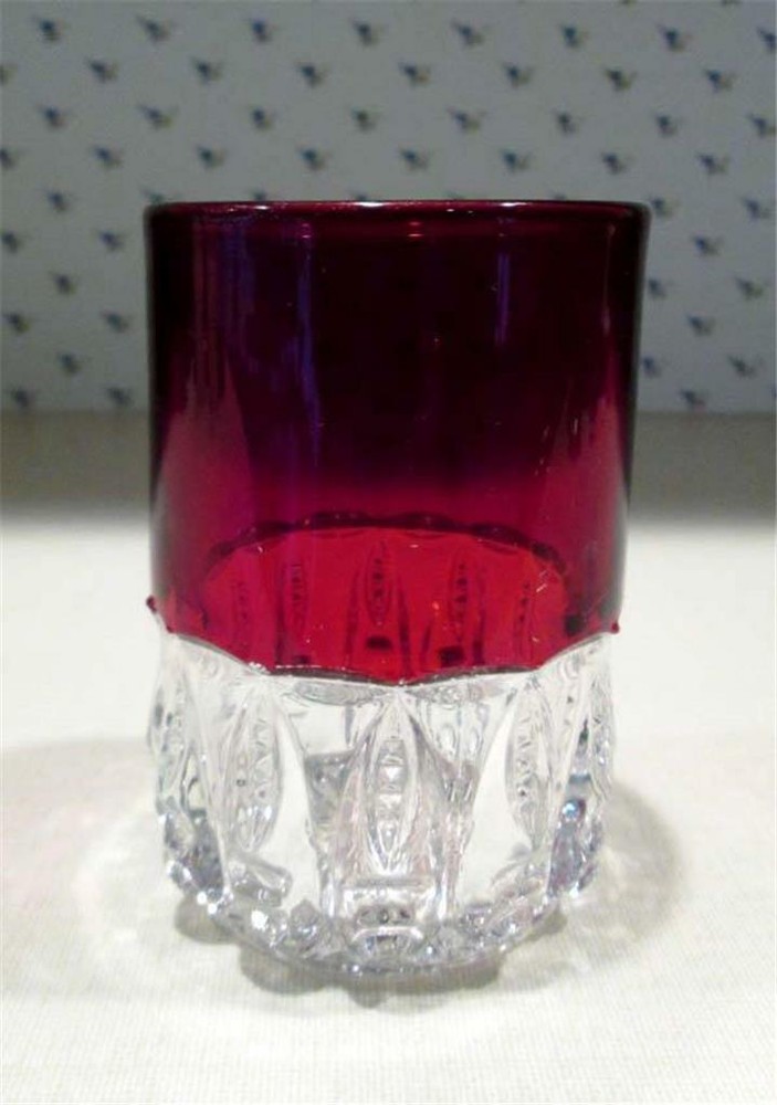 Antique Thompson Ruby Stained «Torepodo» aka «Fish Eye» Tumbler circa 1889