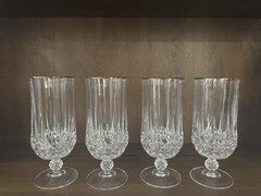 4 cristal d’arques longchamp Gold Iced Tea Glasses, Made In France.
