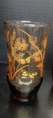 Vintage Set Of 5 Libbey Tawny Smoke Glass Tumblers W/ Butterfly Pattern EUC
