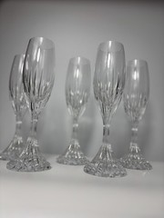 Set of 5 Baccarat Crystal Massena Champagne Flutes Glasses. 8 1/2