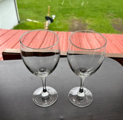 Vintage Clear Crystal Stemmed Wine Glasses, Blue Manganese Glow