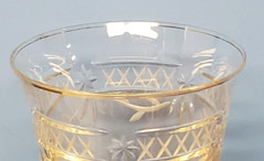 Royal Doulton Crystal Water Goblets Wellesley PTN Glasses Gold Trim 8 1/4 QTY 2