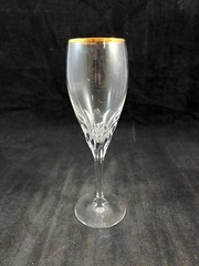 Gorham Crystal Diamond Gold Fluted Champagne Glass