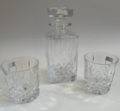 Marquis by Waterford Maxwell Crystal (2) Tumblers Glasses and (1) Decanter NICE,