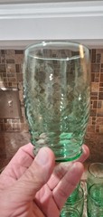 Vintage Libbey Spanish Green Optic Swirl Juice Glass Set Of 8