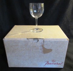 6 BACCARAT MONTAIGNE OPTIC TALL WATER GOBLETS MINT IN VINTAGE BOX 7″ X 3 1/2″
