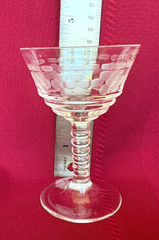 3 Pc Vtg Federal Glass Cocktail Coupe-Etched Dot Pattern, Ringed Stem-1940s