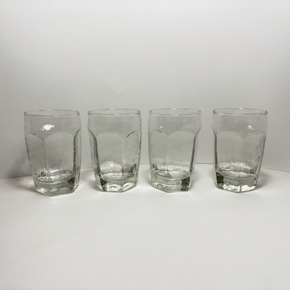 4 Libbey Chivalry 3 3/4″ Tall 6 oz. Juice Glass Tumblers Clear Textured