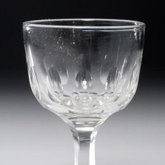 Holmegaard Derby Small White Wine Glass Cut Teardrop Faceted Stem, 4.25″h 2.25″d