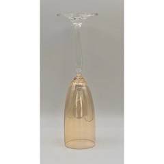 Pier 1 Amber Golden Luster Wine Fluted Champagne Toasting Glasses 9” Set of 3
